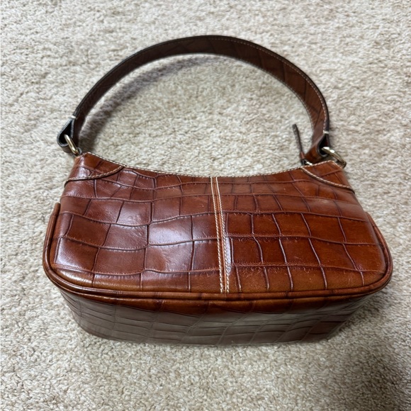 Dooney & Bourke Brown Croc-Embossed Leather Shoulder Bag - Picture 2 of 4
